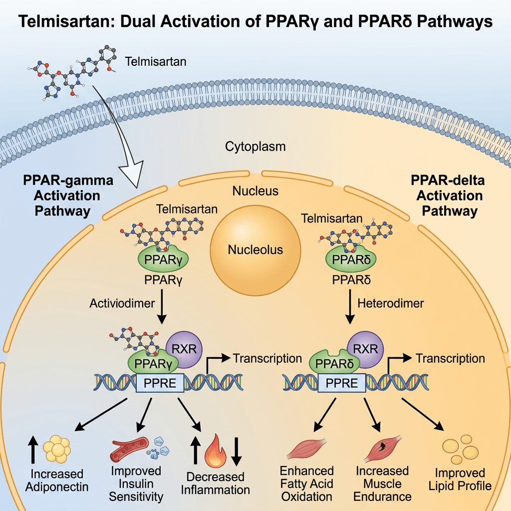 Telmisartan activating PPAR-gamma and PPAR-delta