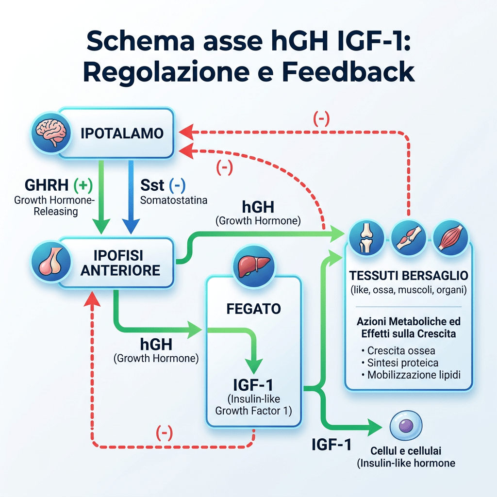 Schema asse hGH IGF-1 regolazione e feedback