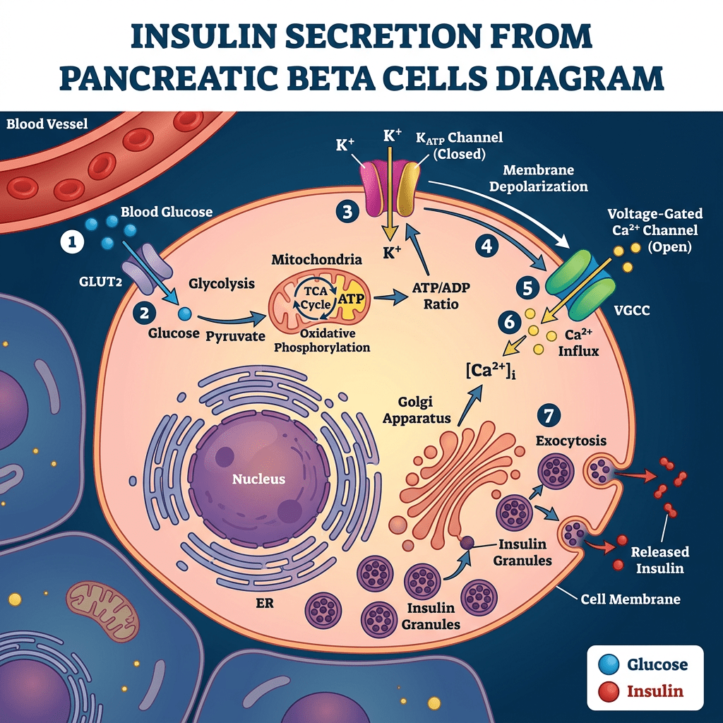Insulin secretion from pancreatic beta cells diagram