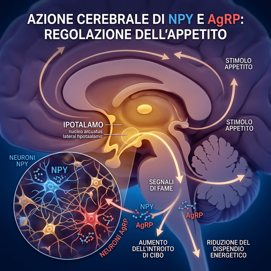 Italian diagram of NPY and AgRP neurons regulating appetite and energy expenditure