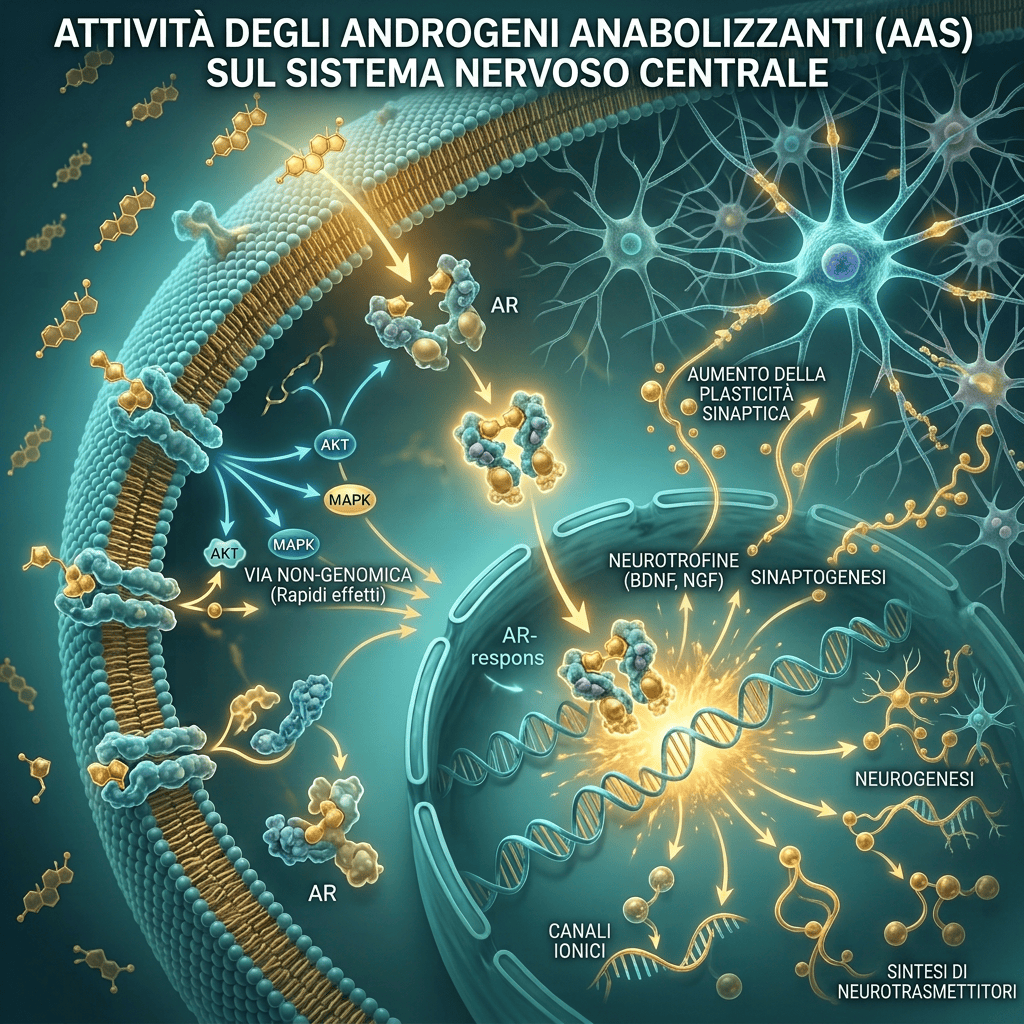 AR signaling diagram showing AKT, MAPK, AR-respons, and mRNA expression in muscle cells